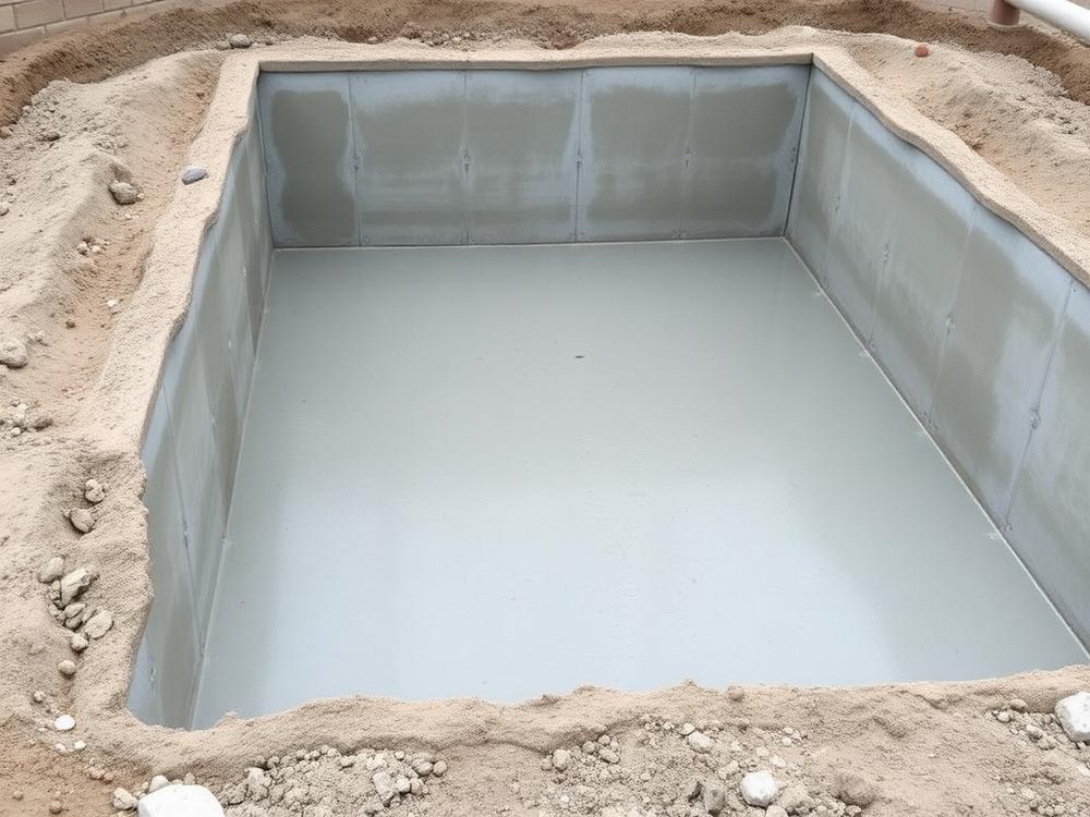 Freshly poured concrete foundations on a UK building site